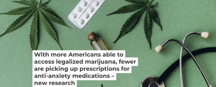 New research suggests that in some states, medicinal cannabis use could be leading to a reduction in the use of anxiety medications. Olena Ruban/Moment via Getty Images